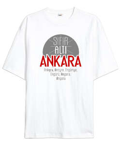 06 Ankara Temalı Beyaz Oversize Unisex Tişört