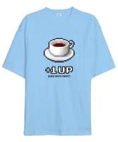 1 UP Buz Mavisi Oversize Unisex Tişört - Thumbnail