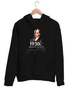 10 Kasım - Atatürk Siyah Unisex Kapşonlu Sweatshirt