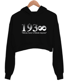 10 Kasım Kadın Crop Hoodie Kapüşonlu Sweatshirt