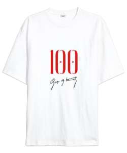 100. Yıl Beyaz Oversize Unisex Tişört