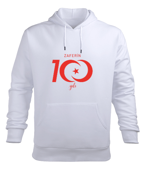 100.Yıl Özel Beyaz Erkek Kapüşonlu Hoodie Sweatshirt