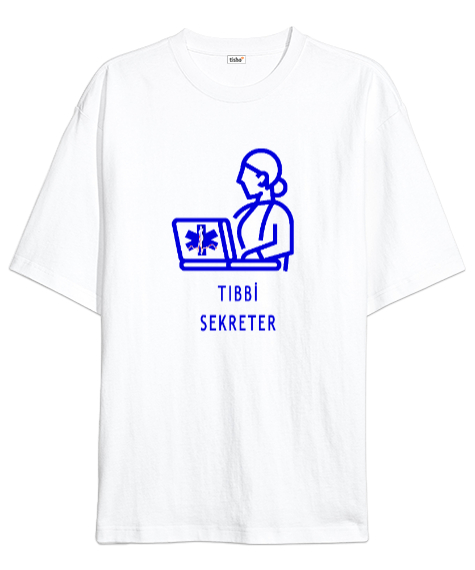 Tisho - 112 ACİL EMERGENCY MEDICAL SECRETARY TIBBİ SEKRETER Beyaz Oversize Unisex Tişört