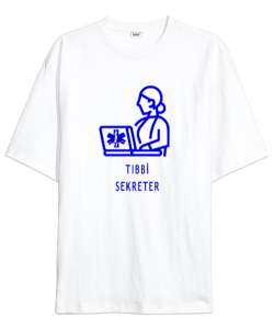 112 ACİL EMERGENCY MEDICAL SECRETARY TIBBİ SEKRETER Beyaz Oversize Unisex Tişört