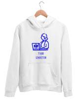 112 ACİL EMERGENCY MEDICAL SECRETARY TIBBİ SEKRETER Beyaz Unisex Kapşonlu Sweatshirt - Thumbnail