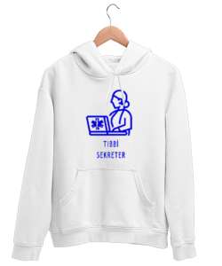 112 ACİL EMERGENCY MEDICAL SECRETARY TIBBİ SEKRETER Beyaz Unisex Kapşonlu Sweatshirt