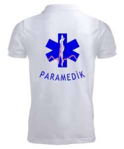 112 ACİL SAĞLIK PARAMEDIC PARAMEDİK AMBULANS Beyaz Erkek Kısa Kol Polo Yaka