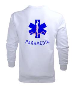 112 ACİL SAĞLIK PARAMEDIC PARAMEDİK AMBULANS Beyaz Erkek Sweatshirt