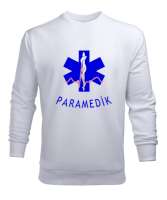 112 ACİL SAĞLIK PARAMEDIC PARAMEDİK AMBULANS Beyaz Erkek Sweatshirt - Thumbnail