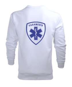 112 ACİL SAĞLIK PARAMEDIC PARAMEDİK AMBULANS Beyaz Erkek Sweatshirt