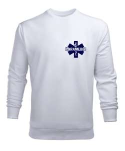 112 ACİL SAĞLIK PARAMEDIC PARAMEDİK AMBULANS Beyaz Erkek Sweatshirt