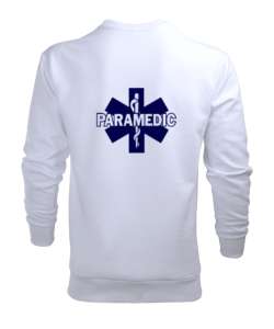 112 ACİL SAĞLIK PARAMEDIC PARAMEDİK AMBULANS Beyaz Erkek Sweatshirt