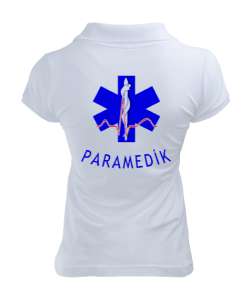 112 ACİL SAĞLIK PARAMEDIC PARAMEDİK AMBULANS Beyaz Kadın Polo Yaka Tişört