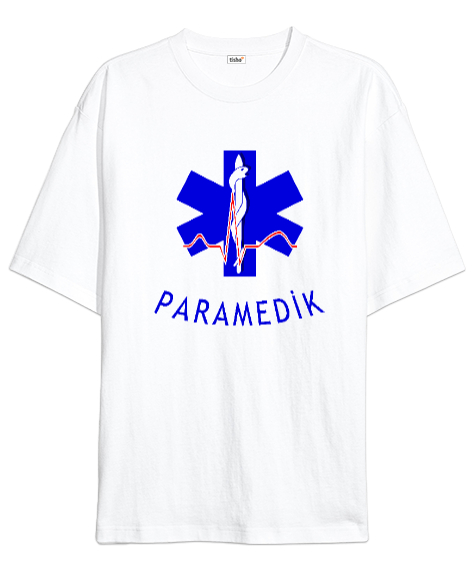 Tisho - 112 ACİL SAĞLIK PARAMEDIC PARAMEDİK AMBULANS Beyaz Oversize Unisex Tişört