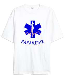 112 ACİL SAĞLIK PARAMEDIC PARAMEDİK AMBULANS Beyaz Oversize Unisex Tişört