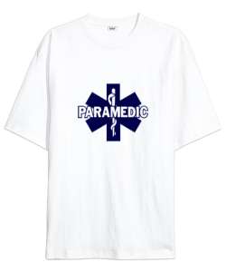 112 ACİL SAĞLIK PARAMEDIC PARAMEDİK AMBULANS Beyaz Oversize Unisex Tişört