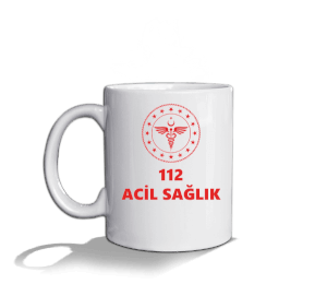 112 ACİL SAĞLIK PERSONELİ SAĞLIK BAKANLIĞI LOGOLU Beyaz Kupa Bardak