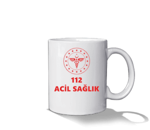 112 ACİL SAĞLIK PERSONELİ SAĞLIK BAKANLIĞI LOGOLU Beyaz Kupa Bardak