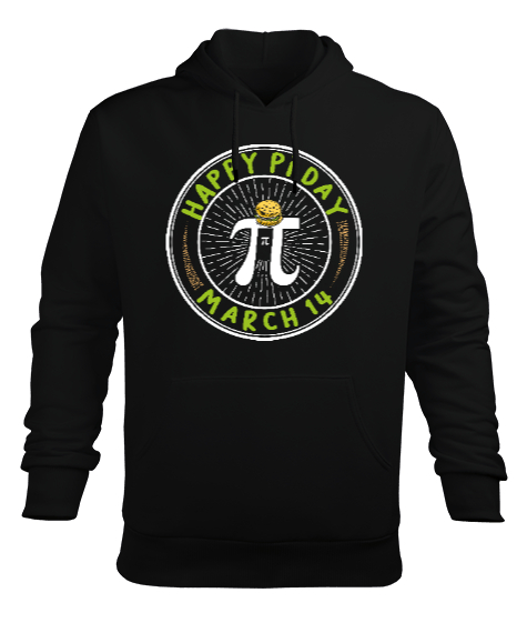 14 Mart Pi Günü Siyah Erkek Kapüşonlu Hoodie Sweatshirt