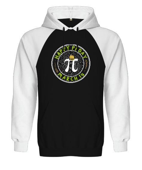 14 Mart Pi Günü Siyah/Beyaz Orjinal Reglan Hoodie Unisex Sweatshirt