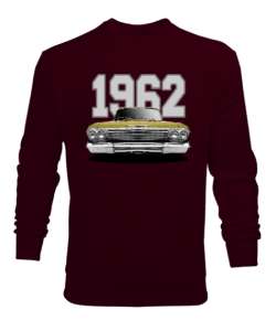  1962 Chevy Impala Altın Renkli Özel Seri3 Bordo Erkek Sweatshirt