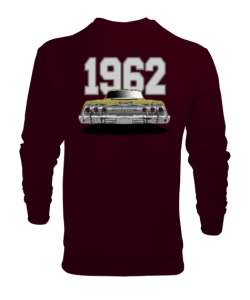  1962 Chevy Impala Altın Renkli Özel Seri3 Bordo Erkek Sweatshirt