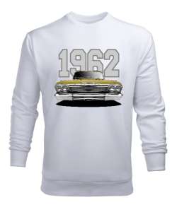  1962 Chevy Impala Altın Renkli Özel Seri4 Beyaz Erkek Sweatshirt