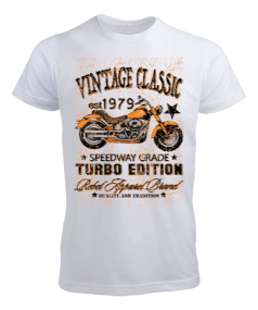 1979 Vintage Classic Turbo Edition Motorcycle illustration Erkek Tişört