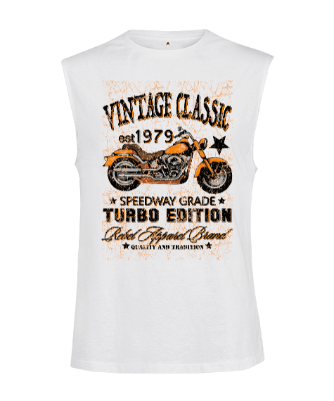 Tisho - 1979 Vintage Classic Turbo Edition Motorcycle illustration Kesik Kol Unisex Tişört