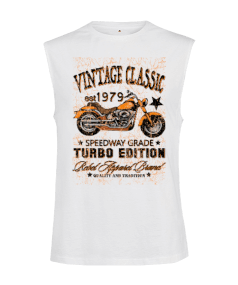 1979 Vintage Classic Turbo Edition Motorcycle illustration Kesik Kol Unisex Tişört