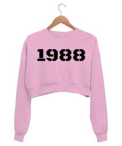 1988 collection Pembe Kadın Crop Sweatshirt