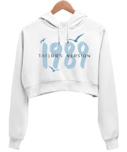 1989 Taylors Version Taylor Swift Beyaz Kadın Crop Hoodie Kapüşonlu Sweatshirt