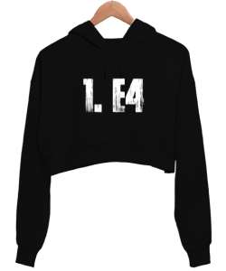 1.e4 Satranç, Chess Baskılı Siyah Kadın Crop Hoodie Kapüşonlu Sweatshirt