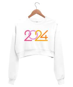 2024 tasarım Beyaz Kadın Crop Sweatshirt