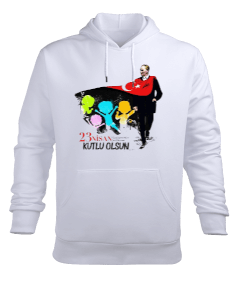 23 Nisan Ulusal Egemenlik ve Çocuk Bayramı Baskılı Erkek Kapüşonlu Hoodie Sweatshirt