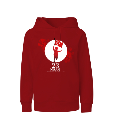 23 Nisan Ulusal Egemenlik ve Çocuk Bayramı Kırmızı Çocuk Unisex Hoodie Kapüşonlu