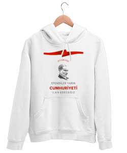 29 Ekim Cumhuriyet Bayramı Beyaz Unisex Kapşonlu Sweatshirt