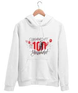 29 ekim cumhuriyet bayramı Beyaz Unisex Kapşonlu Sweatshirt