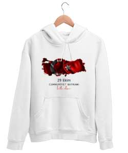 29 Ekim Cumhuriyet Bayramı Beyaz Unisex Kapşonlu Sweatshirt