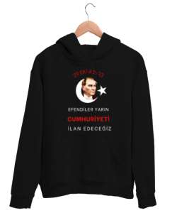 29 Ekim Cumhuriyet Bayramı Siyah Unisex Kapşonlu Sweatshirt