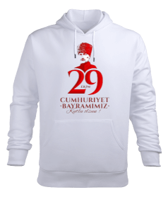 29 Ekim Cumhuriyet Bayramı ve Atatürk Baskılı Erkek Kapüşonlu Hoodie Sweatshirt