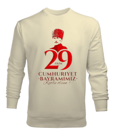 29 Ekim Cumhuriyet Bayramı ve Atatürk Baskılı Erkek Sweatshirt