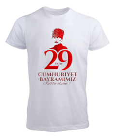 29 Ekim Cumhuriyet Bayramı ve Atatürk Baskılı Erkek Tişört