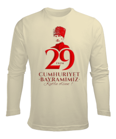 29 Ekim Cumhuriyet Bayramı ve Atatürk Baskılı Erkek Uzun Kol Yazlık Tişört