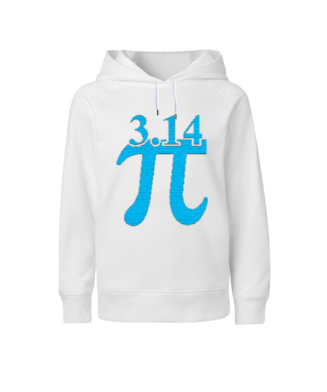 3.14 Pi Beyaz Çocuk Unisex Hoodie Kapüşonlu