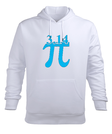 3.14 Pi Beyaz Erkek Kapüşonlu Hoodie Sweatshirt