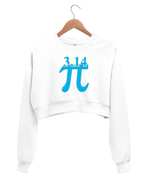 3.14 Pi Beyaz Kadın Crop Sweatshirt