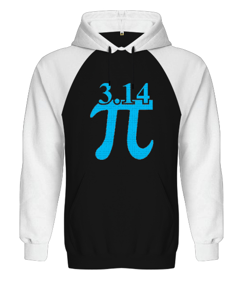 3.14 Pi Siyah/Beyaz Orjinal Reglan Hoodie Unisex Sweatshirt