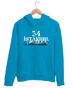 34 İstanbul Turkuaz Unisex Kapşonlu Sweatshirt