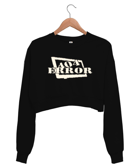 404 Error - Hata Siyah Kadın Crop Sweatshirt